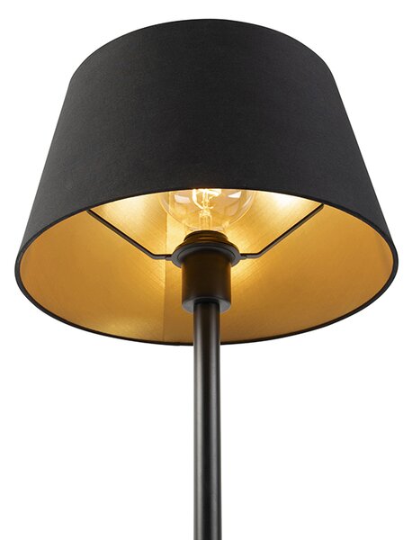 Klasická stolná lampa čierna s čiernym tienidlom 32 cm - Simplo