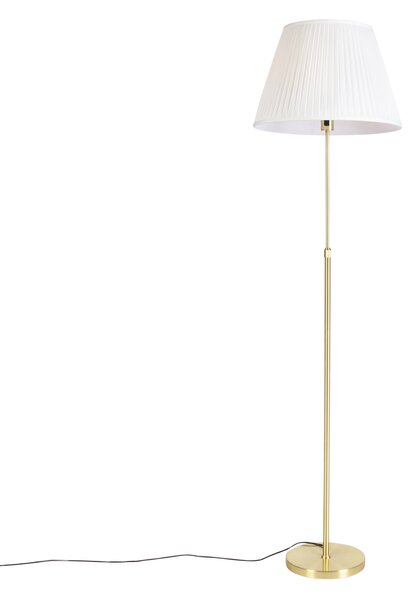 Stojacia lampa zlatá / mosadz so skladaným odtieňom krémová 45 cm - Parte
