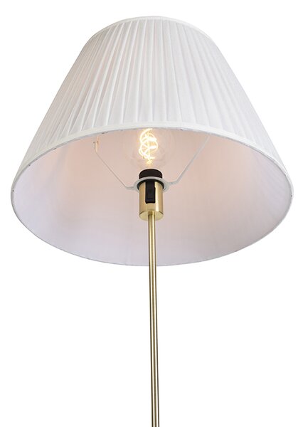 Stojaca lampa zlatá/mosadzná so skladaným tienidlom krémovým 45 cm - Parte