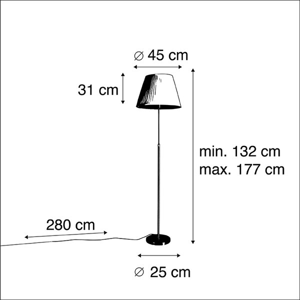 Stojacia lampa bronzová so skladaným tienidlom krémovým 45 cm nastaviteľná - Parte