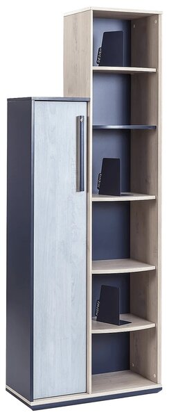 Moderná knižnica Lincoln - dub/dub modrý/tmavo modrá
