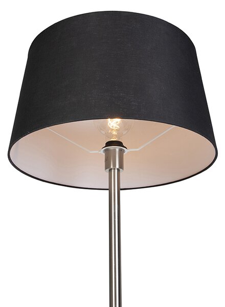 Moderná stojaca lampa oceľ s čiernym tienidlom 45 cm - Simplo