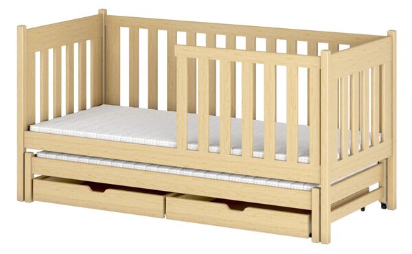 Detská posteľ s prístelkou a úložným priestorom KAENA - 80x200, borovica