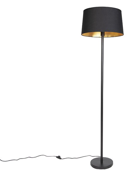 Moderná stojaca lampa čierna s čiernym tienidlom 45 cm - Simplo