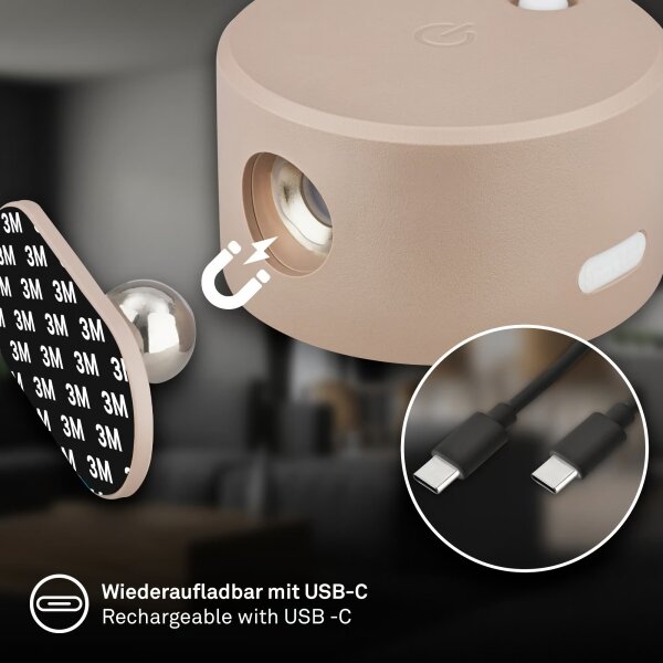 Briloner 3896011 - LED stmievateľné nabíjateľné nástenné svietidlo LED/1,6W/5V 1500 mAh béžová