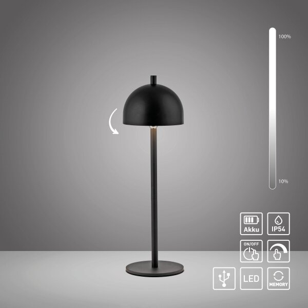 Schöner Wohnen 19244-18 - LED stmievateľná stolná lampa BELLIS LED/2,5W/5V IP54 čierna