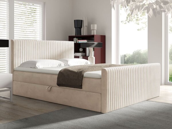Wilsondo Čalúnená boxspring manželská posteľ Polaris - krémová Rozmer: 180x200