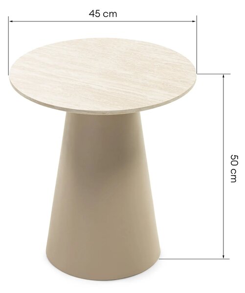 Hector Odkladací stolík Sakala 45 cm travertín/béžový