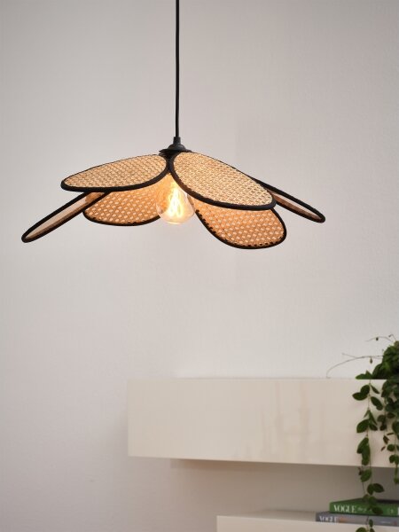 Osram - Závesný luster na lane DECOR RATTAN 1xE27/15W/230V pr. 58 cm béžová/čierna