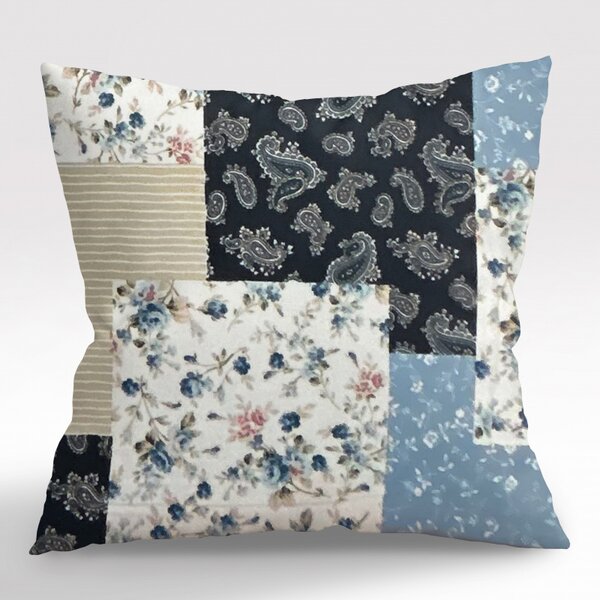 Ervi obliečka na vankúš FLANELOVÝ - Patchwork modrý