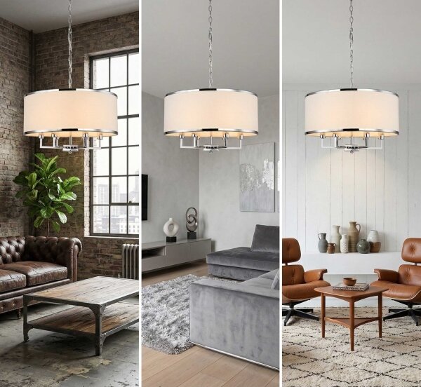 Open Design OR80209 - Závesný luster na reťazi CASA 3xE14/12W/230V krémový/lesklý chróm