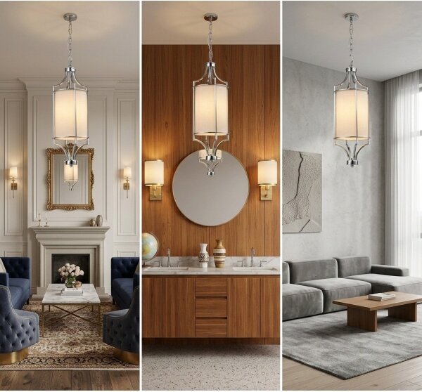 Open Design OR80551 - Luster na reťazi LUNGA 1xE27/15W/230V lesklý chróm/biela