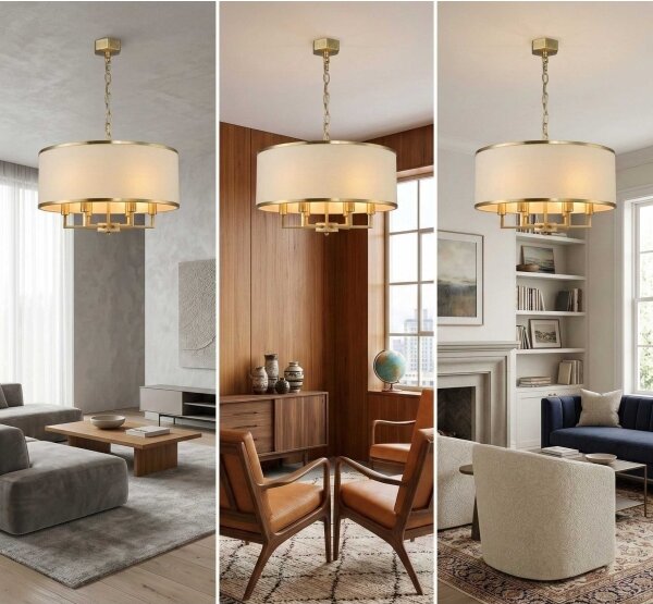 Open Design OR80230 - Luster na reťazi CASA 6xE14/15W/230V krémová/mosadz