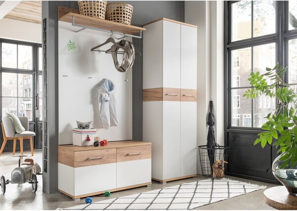 Biela prírodná šatníková skriňa v dekore duba 59x199 cm Topix – Germania