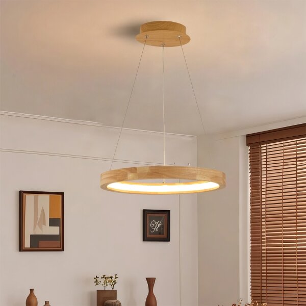 Brilagi - LED luster na lane UMEA WOOD, LED/30W/230V, priemer 40 cm, drevo