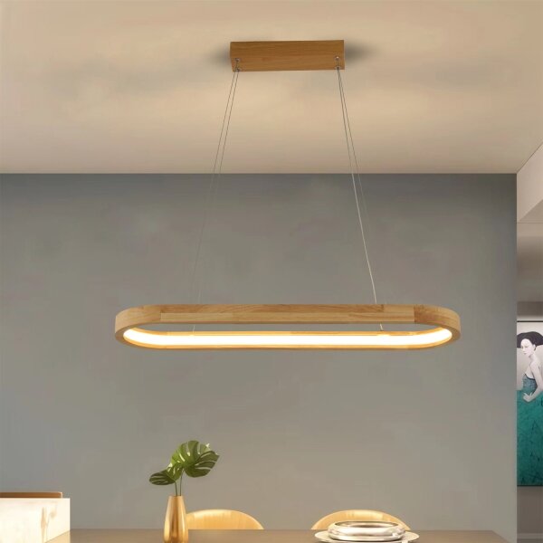 Brilagi - Drevený LED luster UMEA WOOD na lanku, 30W, 230V, 70x20 cm