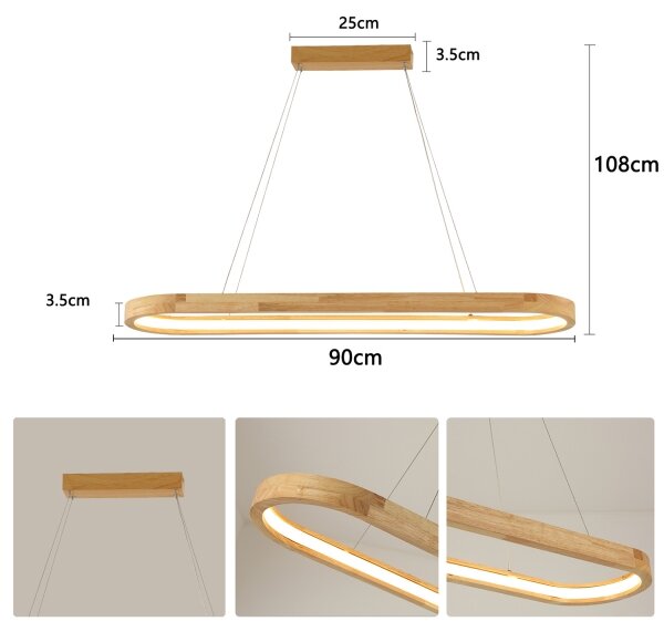 Brilagi - LED závesný luster na lankách UMEA WOOD LED/40W/230V 90x22 cm drevo