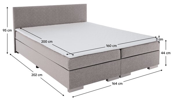 KONDELA Boxspringová posteľ, sivohnedá Taupe, 160x200, ADARA