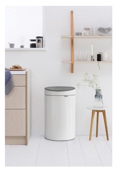 Biely dotykový oceľový odpadkový kôš 40 l Touch Bin – Brabantia
