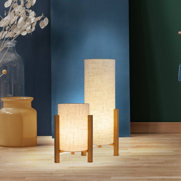 Stolová lampa 3193, drevo, ľanový textil, výška 52 cm, Svetlé drevo, Obývacia izba / jedáleň, Drevo, Škandinávsky, Stojacie svietidlo