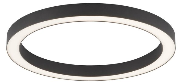 PURE stropné LED svetlo Lines, Ø 50 cm, antracitová, diaľkové ovládanie, Čierna, Obývacia izba / jedáleň, Hliník, Moderný, Závesné svietidlo