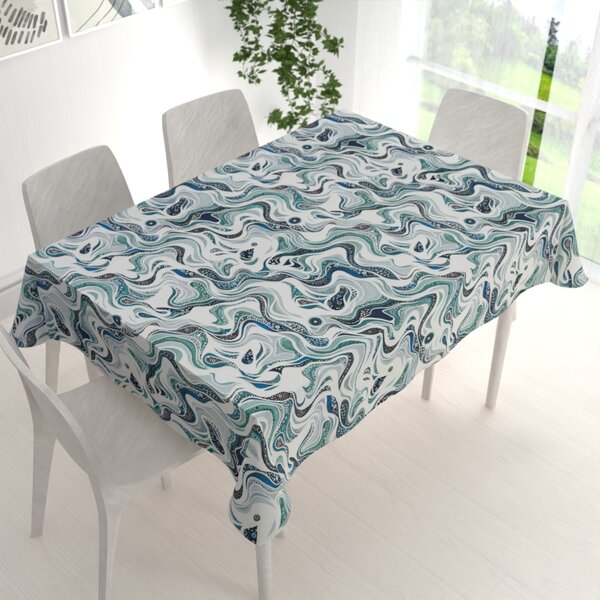 Biante Bavlnený obdĺžnikový obrus Sandra SA-587 Modro-zelené designové vlnky na mintovom 50x100 cm