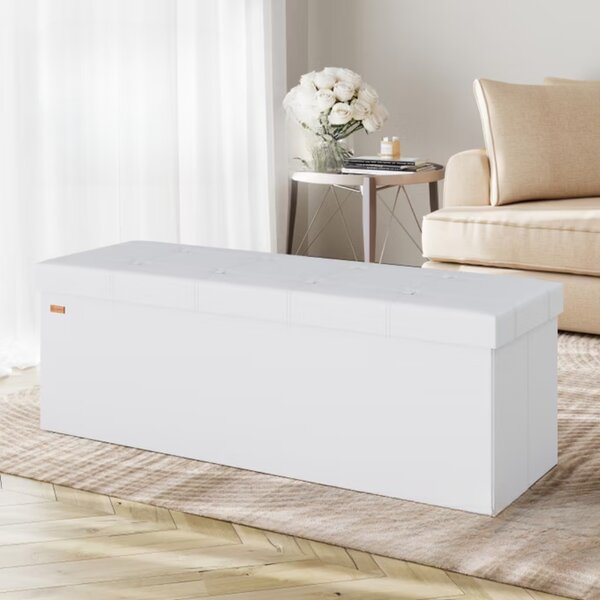 Taburet s úložným priestorom BELLA, 115x40x40cm, biela Casaria