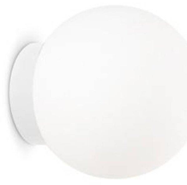 IDEAL LUX Ideal Lux Mapa nástenné svietidlo, Ø 10 cm, opálové sklo, biela farba, guľa, Biela / opálová, Obývacia izba / jedáleň, Sklo, Moderný, Nástenné svietidlo