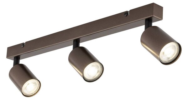 TK Lighting Stropný reflektor Top, nastaviteľný, hnedý, s tromi lineárnymi žiarovkami, Hnedá / hrdzavá, Obývacia izba / jedáleň, kov, Moderný, Stropné svetlo polkruhové s priestorom