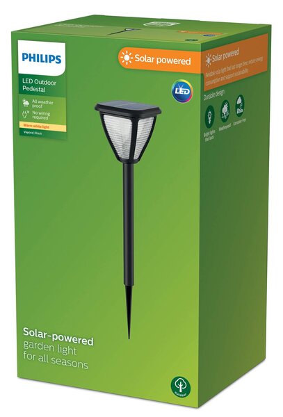 Philips LED solárne zemné svetlo Vapora, Čierna, Plast, Moderný, Solárne svietidlá