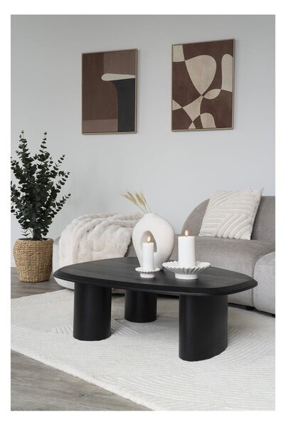 Čierny konferenčný stolík s doskou v dekore jaseňového dreva 78x96 cm Tirano – House Nordic