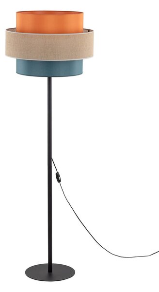 TK Lighting Stojacia lampa Trio, jutové tienidlo, oranžová/prírodná hnedá/benzín, Viacfarebné, Obývacia izba / jedáleň, Textil / látka / hodváb, Stojaca lampa