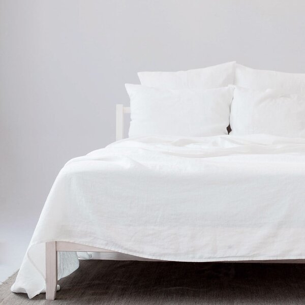 Biela plachta s prímesou ľanu 230x270 cm – Linen Tales
