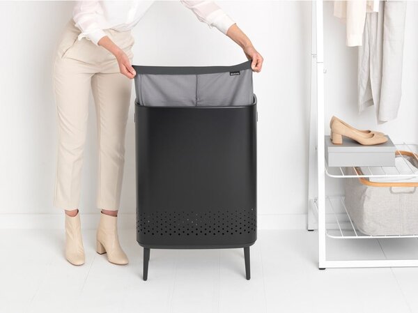 Matne čierny kovový kôš na bielizeň 90 l Bo Hi – Brabantia