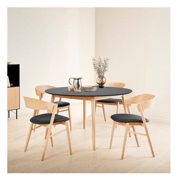 Okrúhly rozkladací jedálenský stôl s doskou v dubovom dekore a prídavnou doskou ø 135 cm Meza – Hammel Furniture