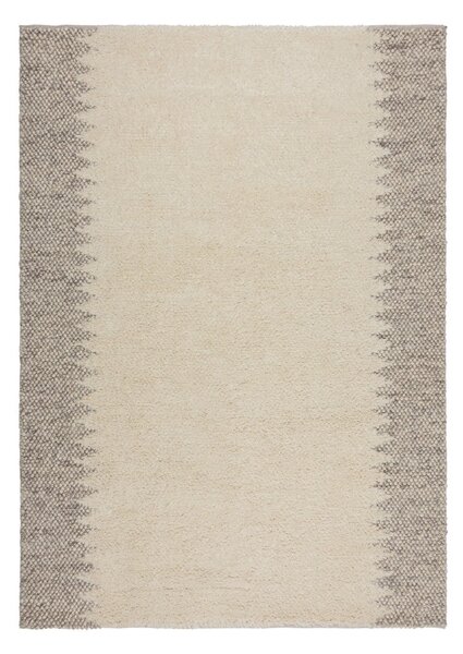 Krémový ručne tkaný koberec s prímesou vlny 160x230 cm Minerals Border – Flair Rugs