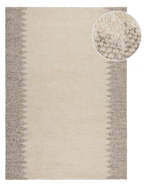 Krémový ručne tkaný koberec s prímesou vlny 160x230 cm Minerals Border – Flair Rugs