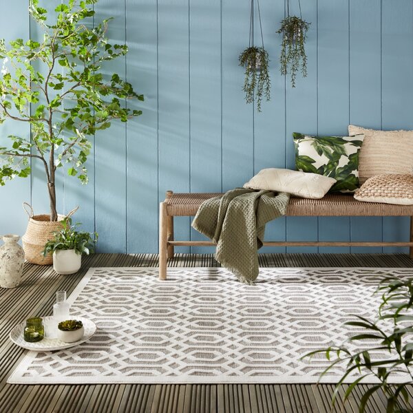Flair Rugs , Kusový koberec Piatto Mataro Natural – na von aj na doma, 200x290, béžová, chodba / predsieň