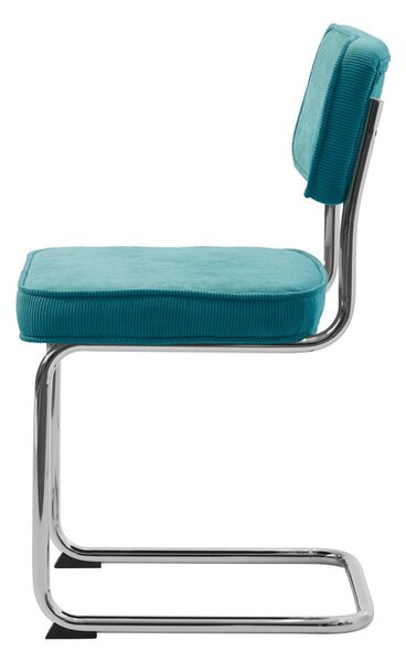 Tyrkysová menčestrová jedálenská stolička Rupert – Unique Furniture