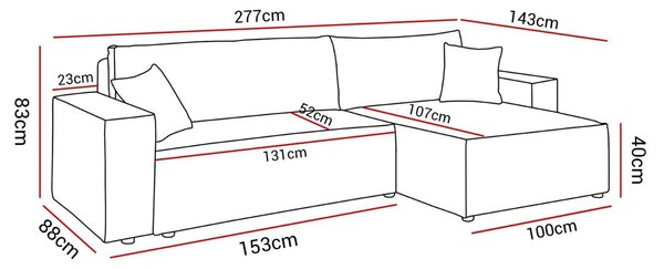 ROHOVÁ SEDAČKA TERRY XL 277 x 143 POSO 100