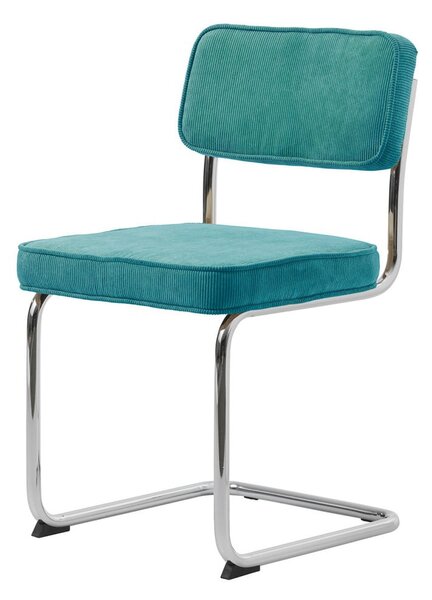 Tyrkysová menčestrová jedálenská stolička Rupert – Unique Furniture
