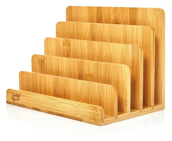Blumfeldt Stojan na listy s 5 priehradkami, A4, 25 × 17,5 × 16 cm, stojaci alebo ležiaci, bambus