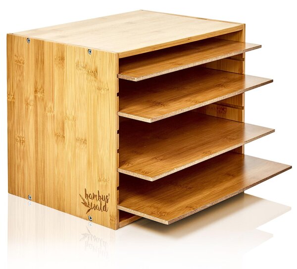 Blumfeldt Zásobník na dokumenty, organizér na dokumenty, 5 priečinkov, rozmery: 30,5 × 24 × 22,5 cm, bambus