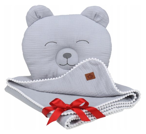 BabiM Mušelínová deka s vankúšikom Teddy Farba: béžová