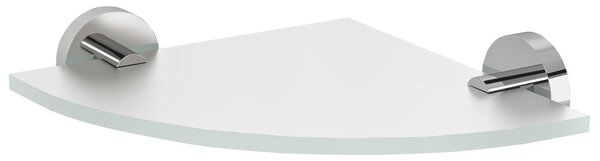 Sapho Sapho, X-ROUND sklenená polica rohová, štvrťkruhová 200x200mm, chróm/mliečne sklo, XR009-01