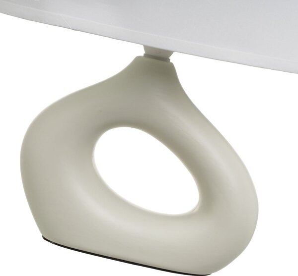 Bielo-béžová keramická stolová lampa s textilným tienidlom (výška 30 cm) – Casa Selección