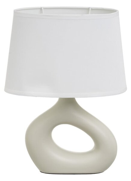 Bielo-béžová keramická stolová lampa s textilným tienidlom (výška 30 cm) – Casa Selección