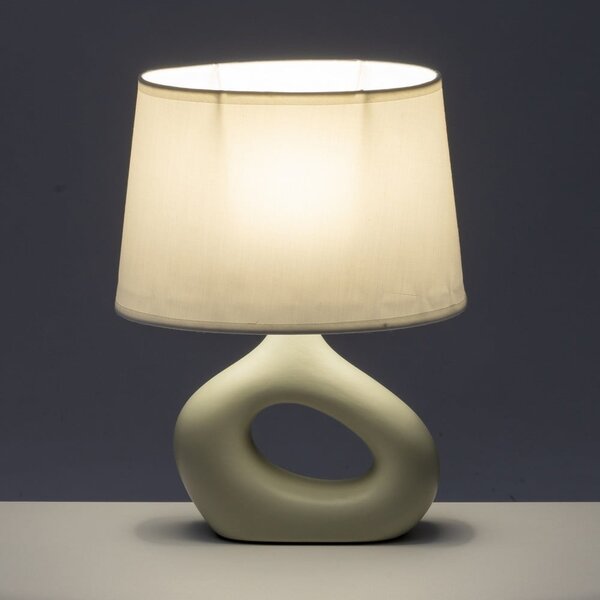 Bielo-béžová keramická stolová lampa s textilným tienidlom (výška 30 cm) – Casa Selección