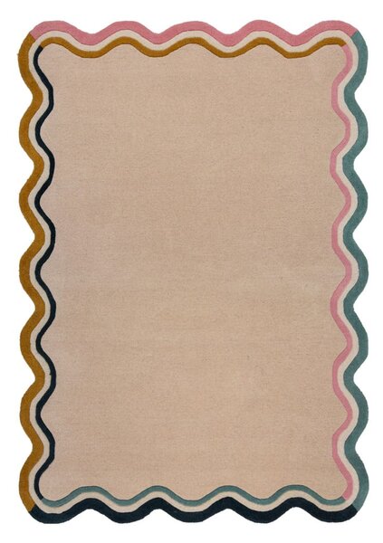 Krémový ručne tkaný vlnený koberec 120x170 cm Leo Scallop – Flair Rugs