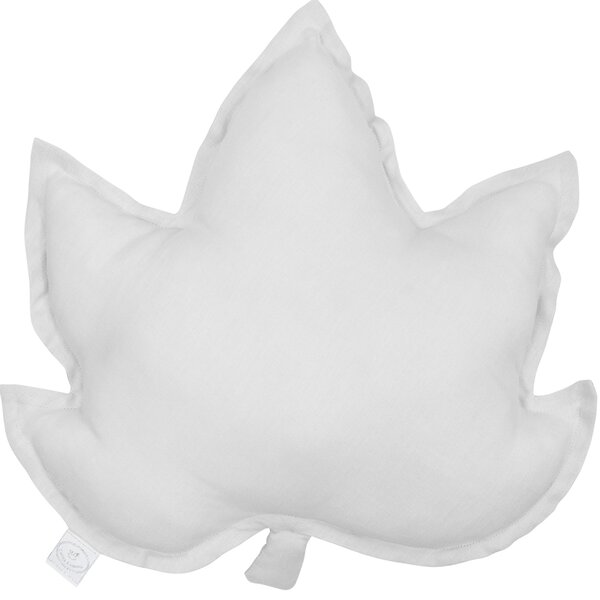 Cotton & Sweets Ľanový vankúš javorový list svetlo sivá 43×43 cm